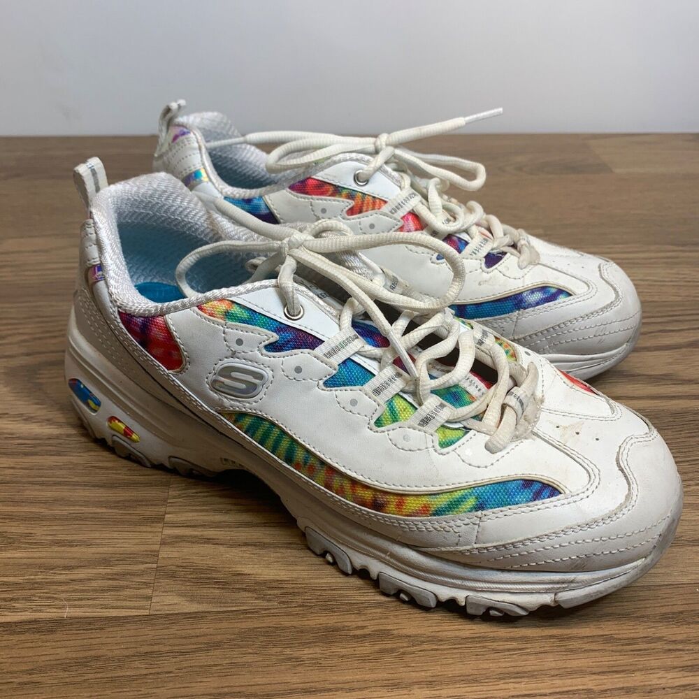 Skechers Shoes Womens 9 DLites Casual Sneakers 149015W White Leather Lace Up